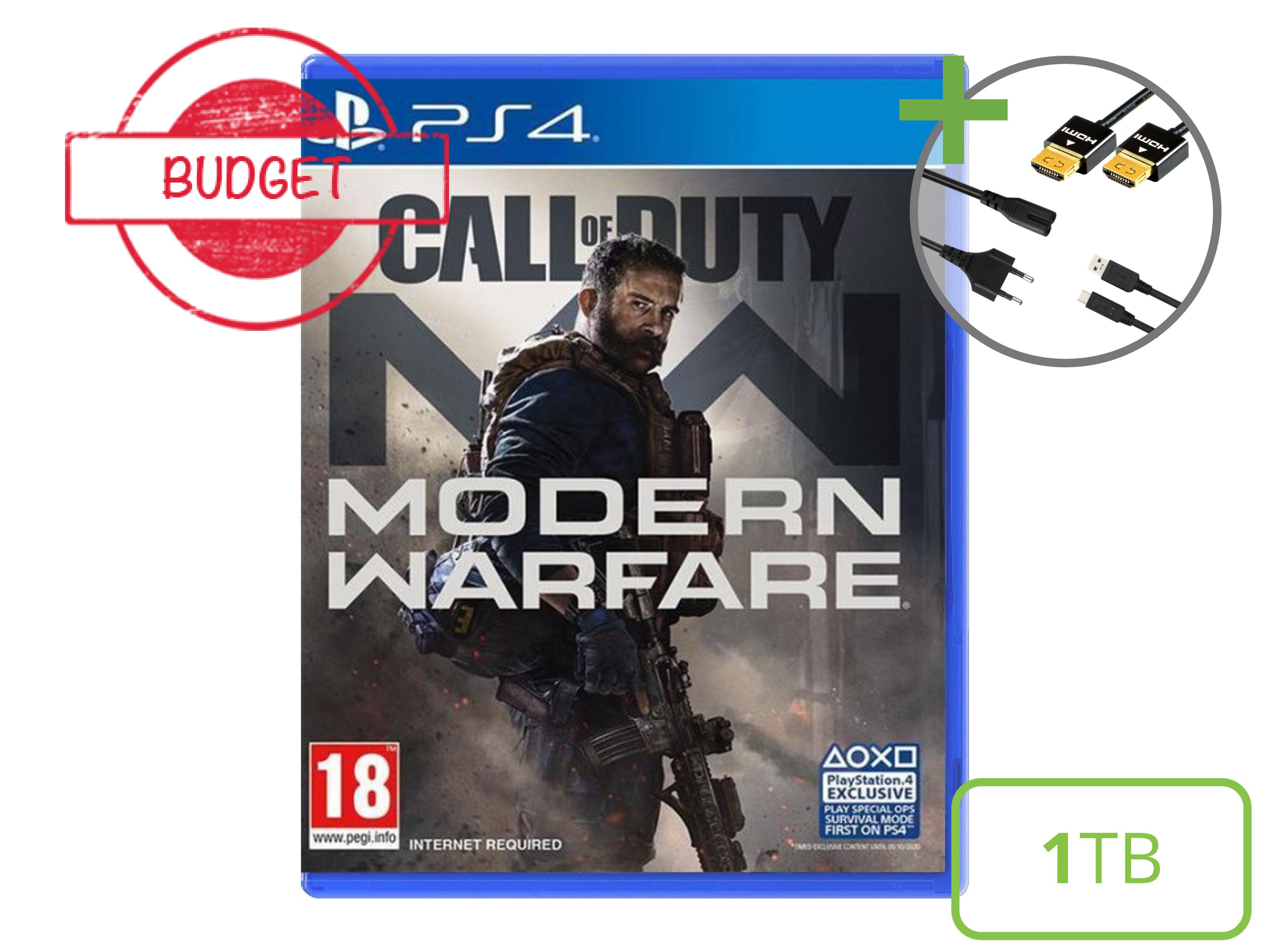 Sony PlayStation 4 Pro Starter Pack - 1TB Call of Duty Modern Warfare Edition - Budget - Playstation 4 Hardware - 5